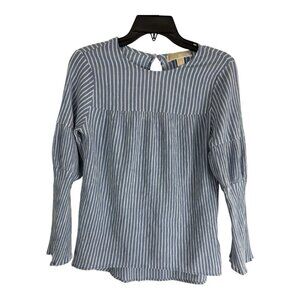 Michael Kors Womens Shirt Adult Size Medium Blue Stripes Stretch Long sleeve